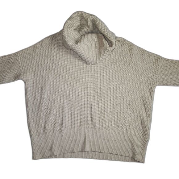 Autumn Cashmere Beige Wool Cashmere Blend Oversized Turtleneck Sweater Size XS - Picture 2 of 9